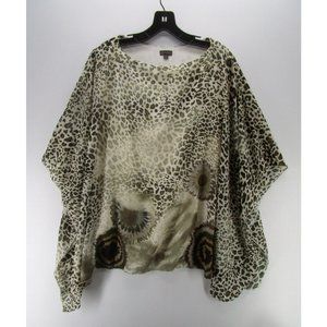 Coco Carmen Top One Size Pullover Blouse Leopard Print Kimono Sleeve